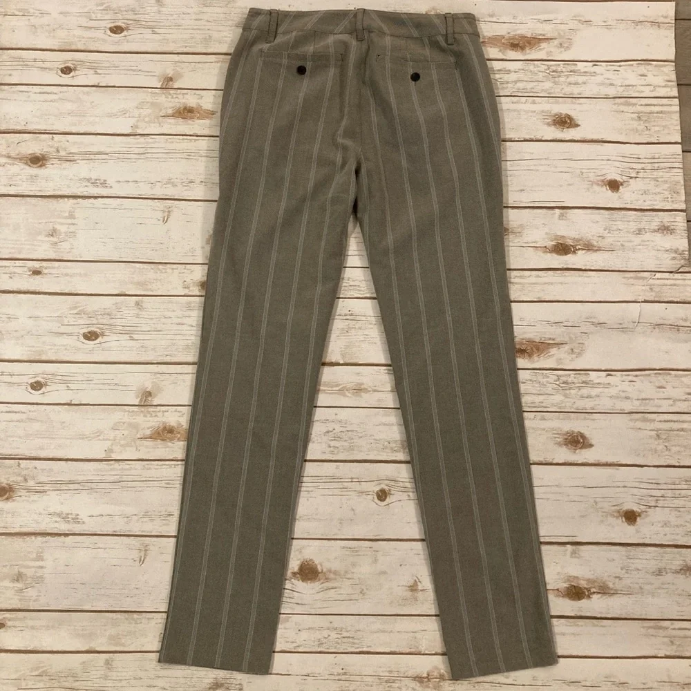 PAIGE Stafford Tapered Pinstripe Trousers Oyster Shell Size 31